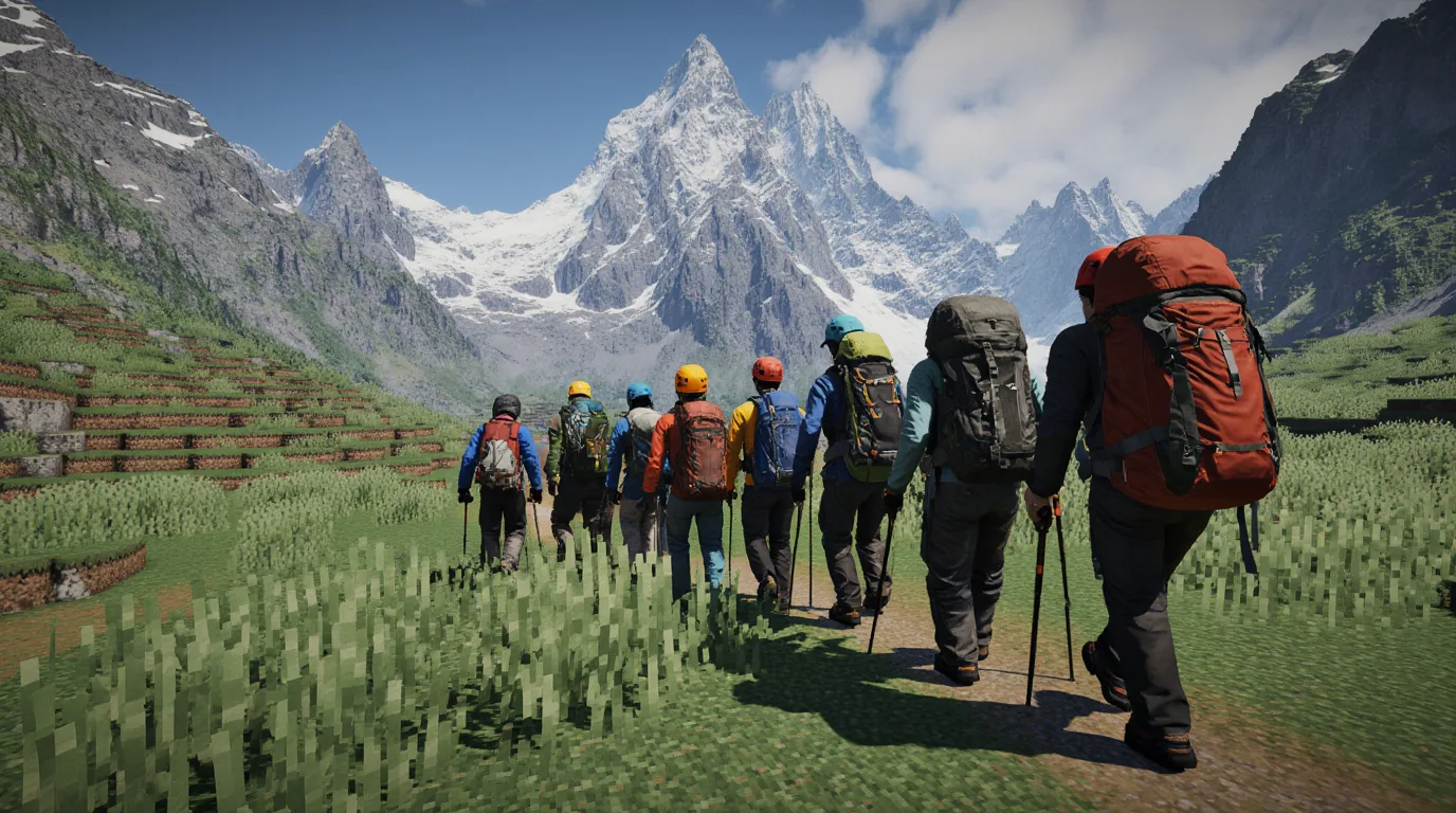 Dağ Yürüyüşü Voxel Teraslı Tarlalar
